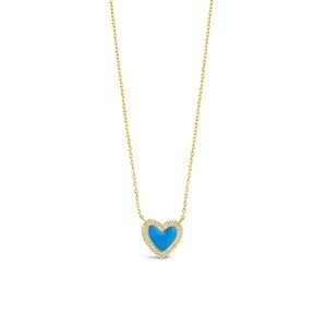 Sterling Forever 14K Gold Plated Blue Heart Necklace NWT